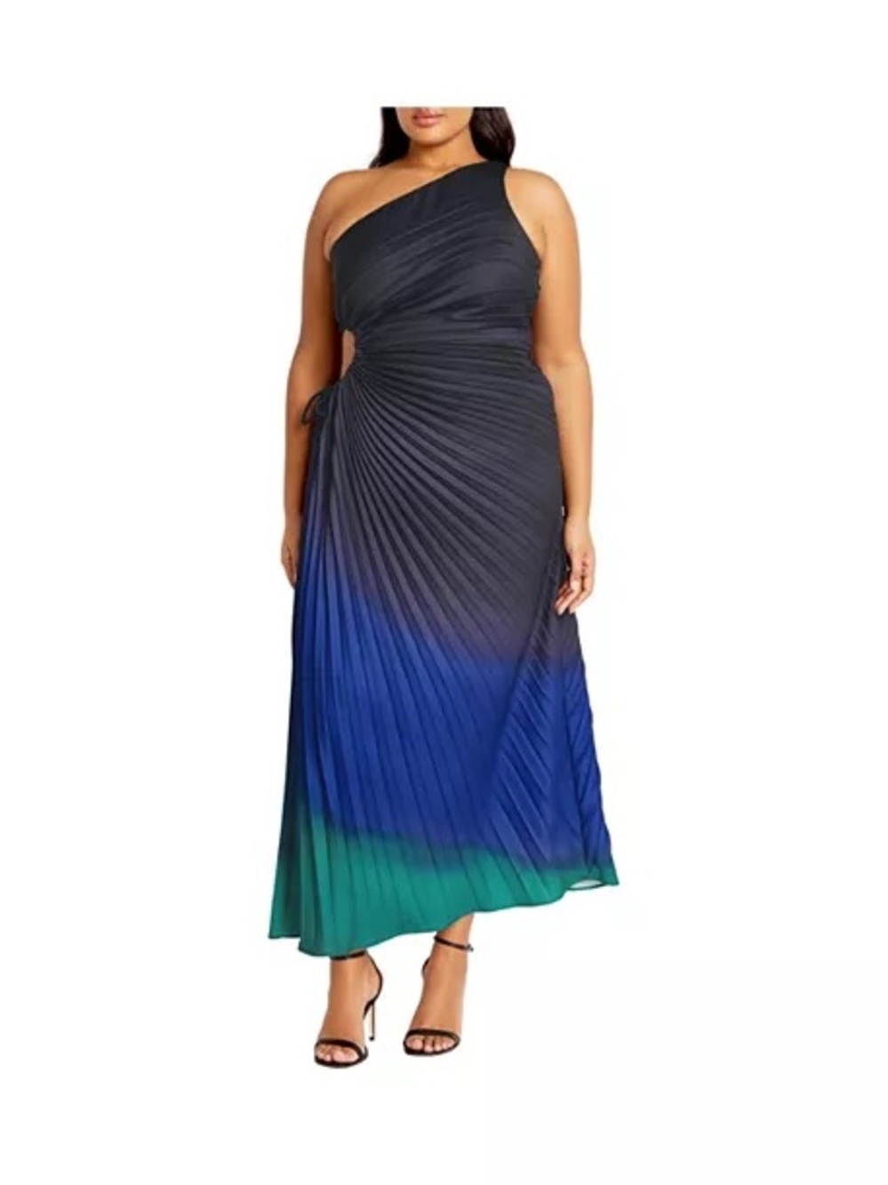 NWT City Chic Aliza Pleated One Shoulder Maxi Dress Hypnotise US 18, Plus Size